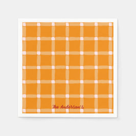 Retro Pumpkin Orange Gingham Halloween Party Serviette