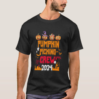 Retro Pumpkin Picking Crew Halloween 2024 Matching T-Shirt