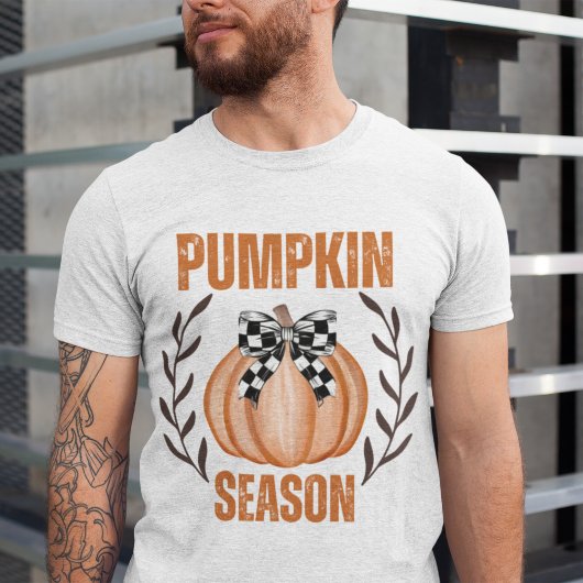 Retro Pumpkin Saison Coquette Bow Fall Floral Tri-Blend Shirt