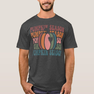 Retro Pumpkin Season Stacked Typography Halloween T-Shirt