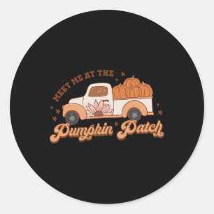 Retro Pumpkin Truck trifft mich beim Pumpkin Patch Runder Aufkleber