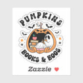 Retro Pumpkins Books & Boos Ghost Halloween Aufkleber (Blatt)