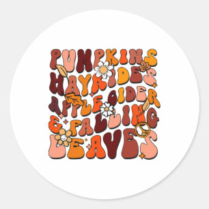 Retro Pumpkins Hayrides Apfelwein und Falling Le Runder Aufkleber