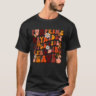 Retro Pumpkins Hayrides Apple Cider Falling Blätte T-Shirt