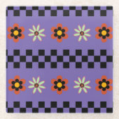 Retro-Punk-Blumen Glasuntersetzer (Vorderseite)