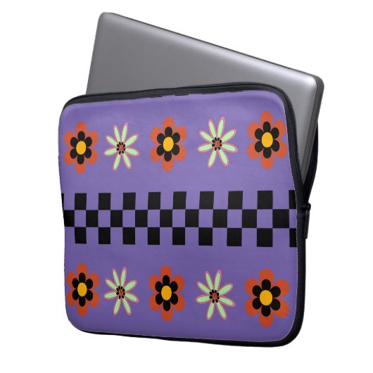 Retro-Punk-Blumen Laptopschutzhülle (Vorderseite Links)