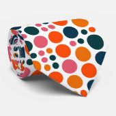 Retro-Punkte | Orange Pink Blau Krawatte (Gerollt)