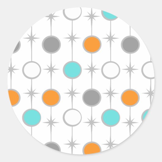 Retro Punkte und Sternexplosion-Aufkleber Runder Aufkleber (Vorderseite)