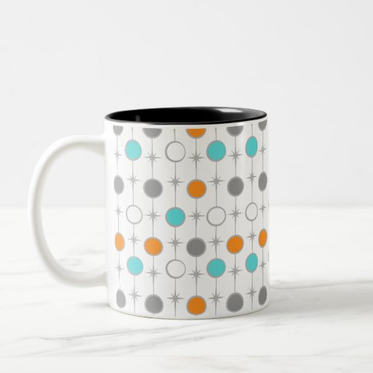 Retro Punkte und Sternexplosion-Tasse Zweifarbige Tasse (Links)