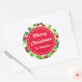 Retro-Punkte-Weihnachts-Geschenkanhänger-Aufkleber Runder Aufkleber (Umschlag)
