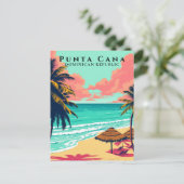 Retro Punta Cana Dominikanische Republik Beach Tra Postkarte (Stehend Vorderseite)