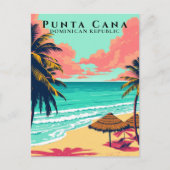 Retro Punta Cana Dominikanische Republik Beach Tra Postkarte (Vorderseite)