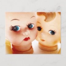 Retro-Puppen-Selfie-Hochzeitsankündigungs-Postkart