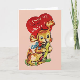 Retro Puppy Valentine Grußkarte Feiertagskarte