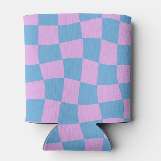 Retro Purple Checkerboard Custom Couples Shower Dosenkühler (Rückseite)