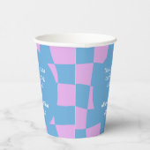 Retro Purple Checkerboard Custom Couples Shower Pappbecher (Rechts)