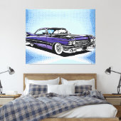 Retro Purple Classic Car Side Pop Art Leinwanddruck (Insitu (Schlafzimmer))