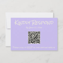 Retro Purple Colorful Pastel QR Code Wedding RSVP Karte
