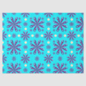 Retro Purple Flowers on Blue Background Seidenpapier (Vorderseite)