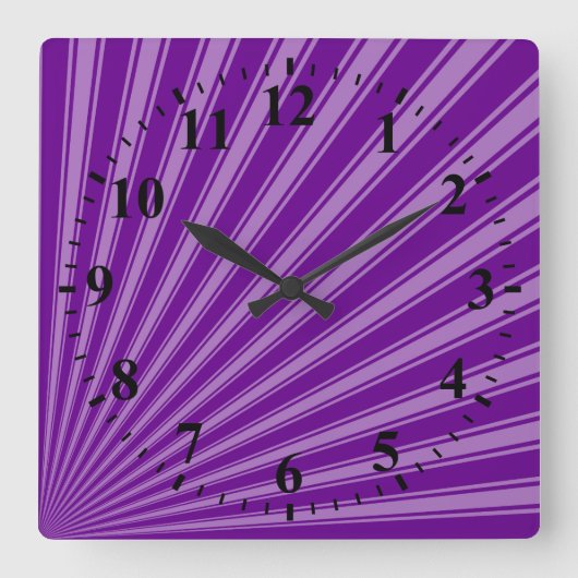 Retro Purple Funky Sun Rays Background Quadratische Wanduhr (Vorderseite)