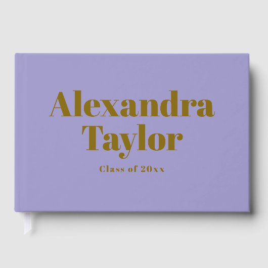 Retro Purple Gold Cute Aesthetic Custom Graduation Gästebuch (Vorderseite)