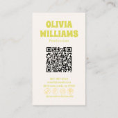 Retro Purple Green QR Code Groovy Trendy Floral Visitenkarte (Rückseite)