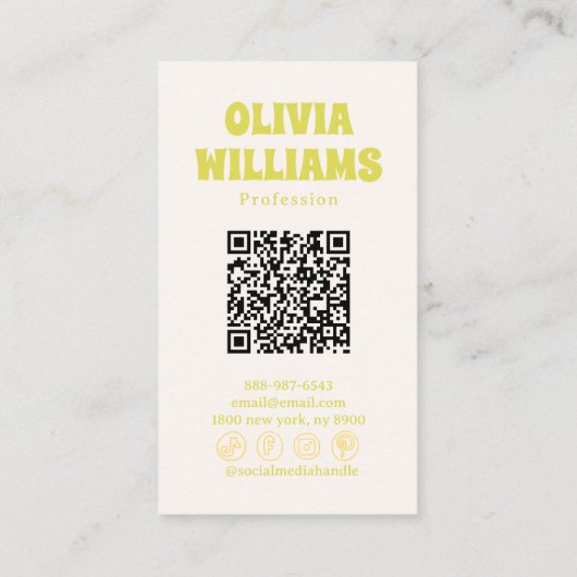 Retro Purple Green QR Code Groovy Trendy Floral Visitenkarte (Rückseite)