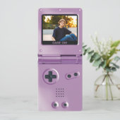 Retro Purple Handheld Gaming II Birthday Einladung (Stehend Vorderseite)