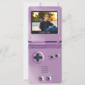 Retro Purple Handheld Gaming II Birthday Einladung (Vorderseite)