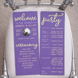 Retro Purple Spring Disco Wedding Ceremony Program Programm