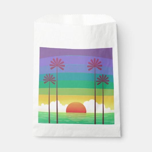 Retro Purple Sunset Palm Trees Art Geschenktütchen (Vorderseite)