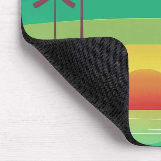 Retro Purple Sunset Palm Trees Art Personalised Mousepad (Ecke)