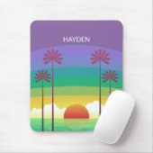 Retro Purple Sunset Palm Trees Art Personalised Mousepad (Mit Mouse)