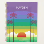 Retro Purple Sunset Palm Trees Art Personalised Planer (Vorderseite)