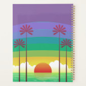 Retro Purple Sunset Palm Trees Art Personalised Planer (Rückseite)