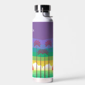 Retro Purple Sunset Palm Trees Art Personalised Trinkflasche (Links)