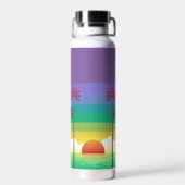 Retro Purple Sunset Palm Trees Art Personalised Trinkflasche (Rückseite)