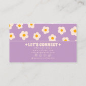 Retro Purple White Groovy Floral Boho Trendy Fun Visitenkarte (Rückseite)