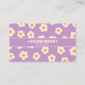 Retro Purple White Groovy Floral Boho Trendy Fun Visitenkarte (Vorderseite)