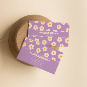 Retro Purple White Groovy Floral Boho Trendy Fun Visitenkarte