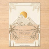 Retro-Pyramiden der Ägyptischen Hochzeit in Urlaub Acryleinladungen (Vorderseite)