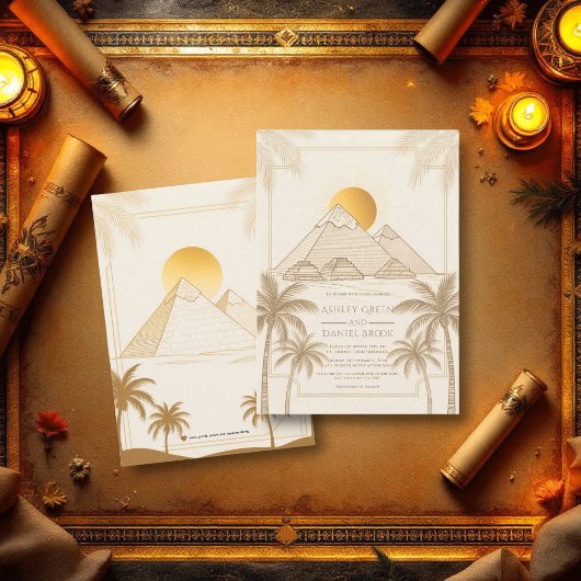 Retro-Pyramiden der Ägyptischen Hochzeit in Urlaub Einladung