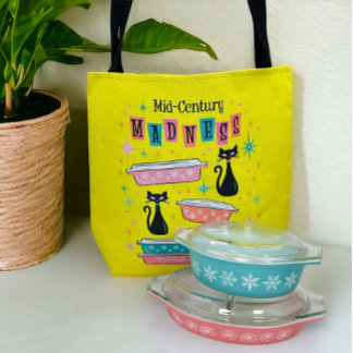 Retro Pyrex Black Kitty Cats MCM Totbeutel Tasche