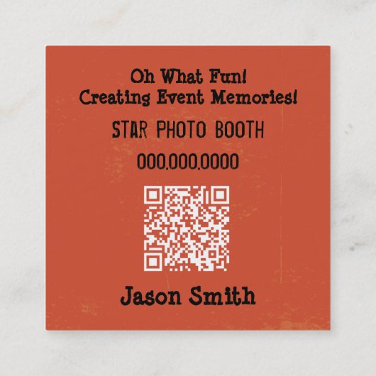 Retro QR Code Camera Foto Stand Fotografie Quadratische Visitenkarte (Rückseite)