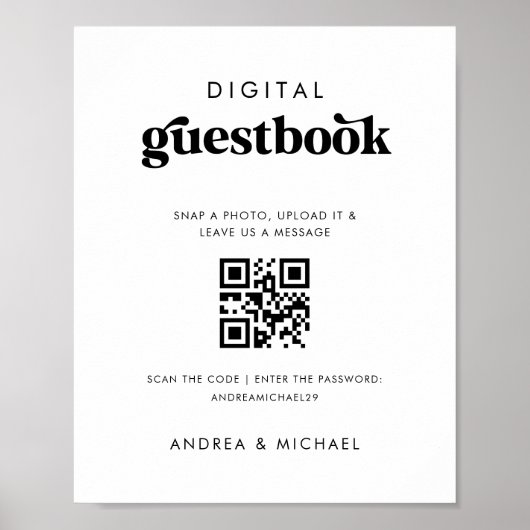 Retro QR Code Digital Gästebuch Hochzeitszeichen (Vorne)