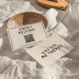 Retro QR Code Handgeschriebener Rahmen Quirky Wedd RSVP Karte