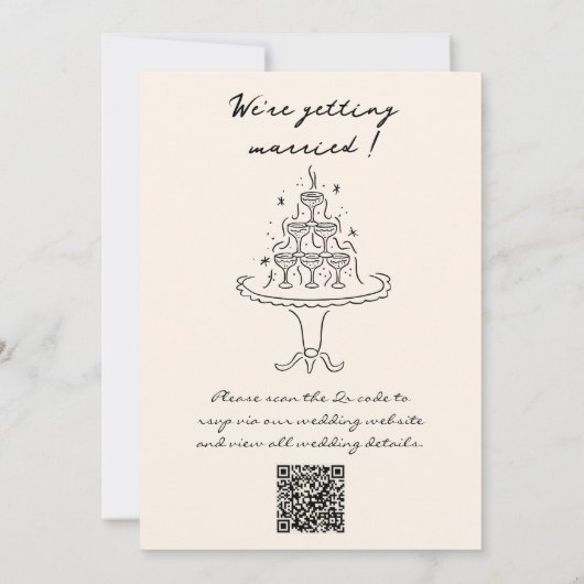 Retro QR Code Handgezeichnet Geschriebene Quirky H Einladung (Rückseite)