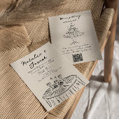 Retro QR Code Handgezeichnet Geschriebene Quirky H Einladung