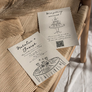 Retro QR Code Handgezeichnet Geschriebene Quirky H Einladung