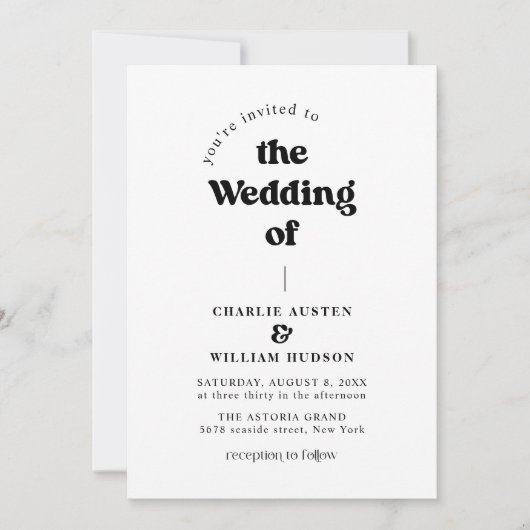 Retro QR Code in einer Hochzeit Einladung (Vorderseite)